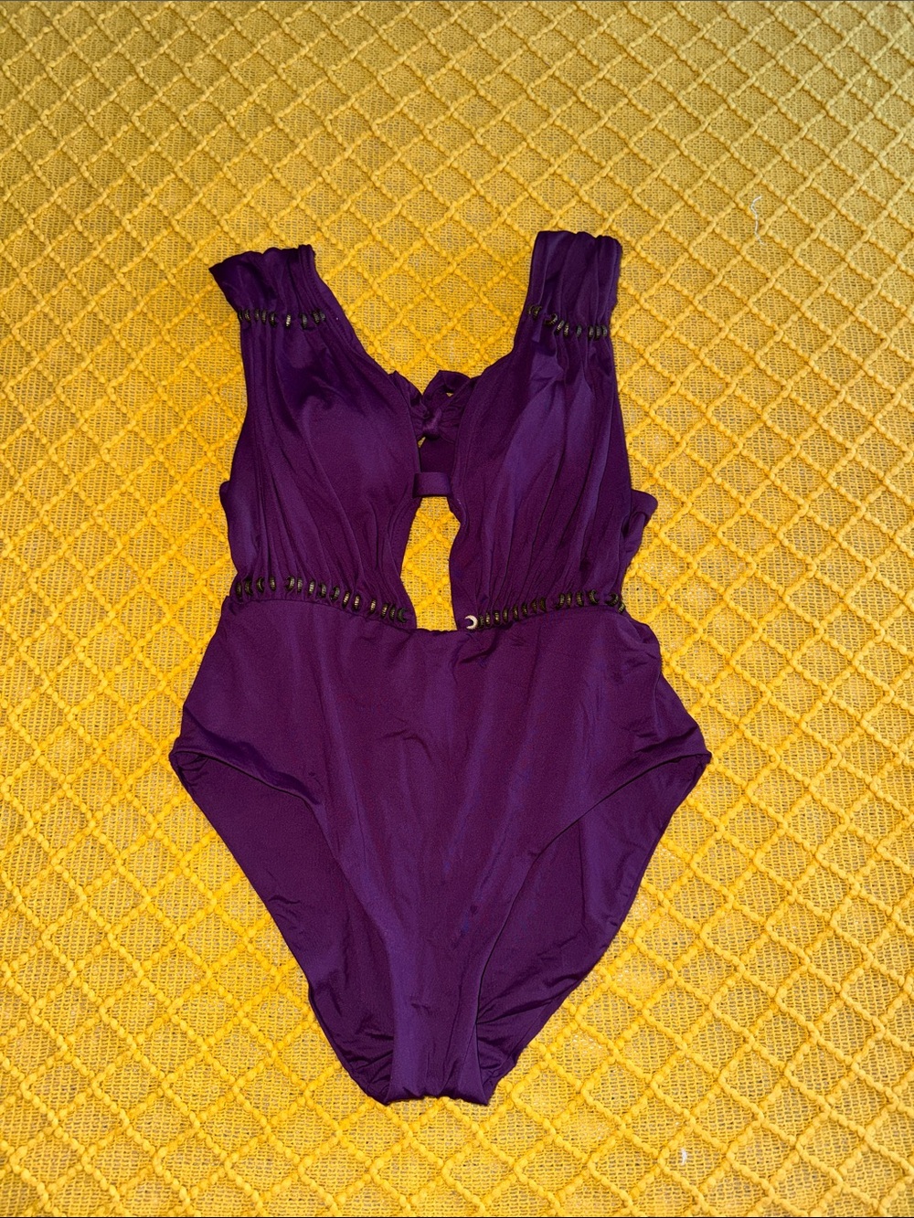 NWT BECCA Purple One-Piece Swimsuit with Cutout